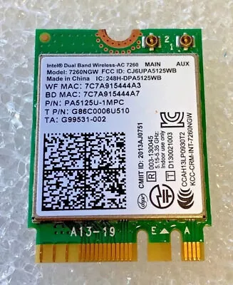 ☆ Original Toshiba Portege Z10 Z10T-A Wifi Bluetooth Module 7260NGW PA5125U... • $28.52