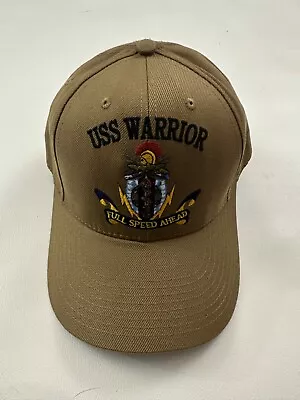 New The Corps USS Warrior MCM 10 Logo Beige Baseball Cap Hat One Size • $29.99