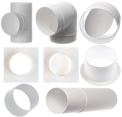 £9.84 • Buy Round Duct Accessories Connector Tube Pipe Adaptor Plastic Wall Plate Joiner
