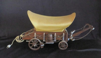 $40.04 • Buy Vintage Conestoga Western Covered Wood Wagon Table Lamp 15  Long X 12  Tall