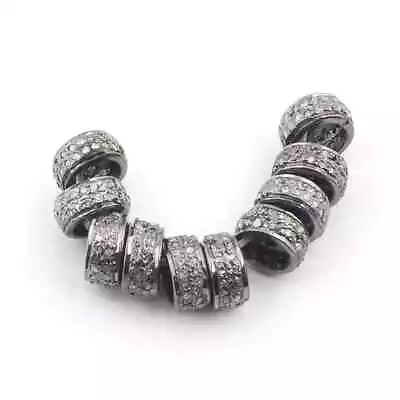 1 Pc Pave Diamond Designer Spacer Beads -Pave Jewelry Over 925 Sterling Silver • $17.89