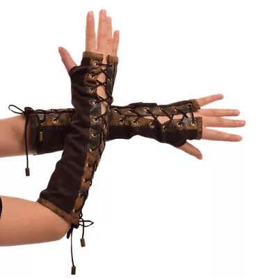 Steampunk Lady Armband Victorian Tie-Up Gothic Girl   Hand Sleeves • $11.46