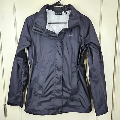 Marmot PreCip Womens Size: L Black Hooded Waterproof Rain Wind Jacket • $34.99