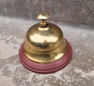 Nautical Brass Table Desk Bell - Hotel Service Ornate Reception Counter Bell • $18.75