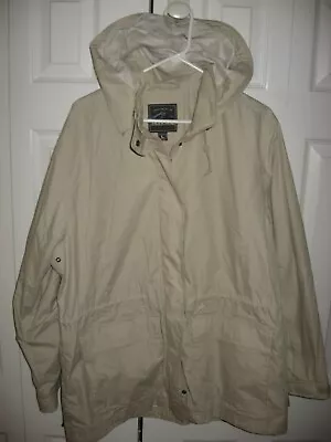 Womens Bone PACIFIC TRAIL Lined Hooded Windbreaker Jacket Large • $13.99