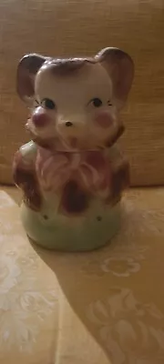 1950's BABY TEDDY BEAR COOKIE JAR AMERICAN BISQUE CERAMIC 11  TALL VINTAGE  • $25