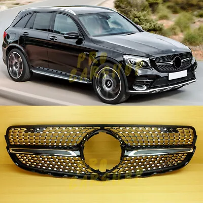2016up Shiny Black Diamond For BENZ W253 GLC 43 A Type Front Grille • $244.21