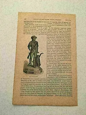 KP57) Minutemen Statue Lexington Concord American Revolution 1884 Engraving • $9.95