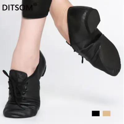 Leather Lace-Up Jazz Ballet Dance Shoes Men Women Dance Sneakers Sport Shoes • $35.90