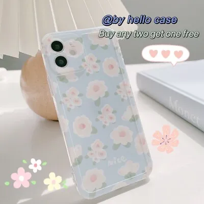 $9.90 • Buy  Cute Cartoon  Blue Flower Stand Case Cover For IPhone 11 12 Pro Max Plus X XS 7