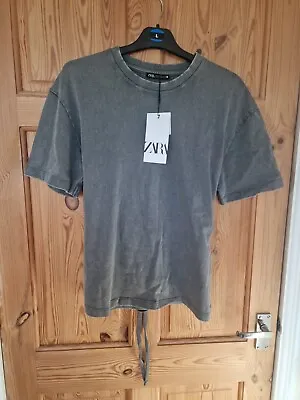 Womens BNWT Zara Grey Acid Wash T Shirt Size S 8 10 • £11.50