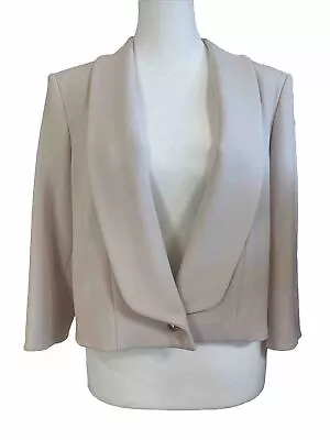 Max Mara Women’s Cream Cropped Evening Jacket 3/4 Sleeve With Lapel Size 46 US12 • $119.20