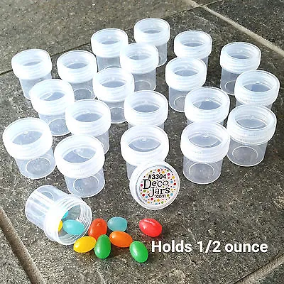 Free Ship! Mini Pill Bottles 12  Plastic JARS Clear Cap Travel Samples #3304 USA • $12.95