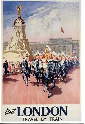 Visit London - Travel By Train - Guards At The Palace Postcard Mint • £0.55