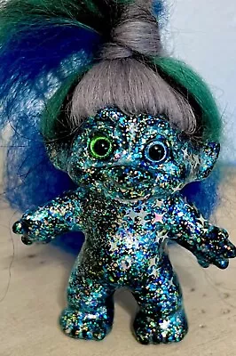 Dam Troll Doll Galaxy / Space. OOAK 3” Figure With Glass Eyes & Wool Hair • $48