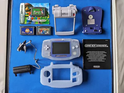 GameBoy Advance AGB-001 Glacier PAL UK System Console Accessories & 3 Games • £74.99