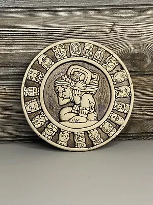 Vintage Mayan Aztec Calendar Circle Plaque Wheel Months Year Time Carrier Figure • $14.99