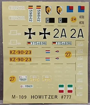 Testors | No. 777 | 1:35 M109 Howitzer Decals • $10