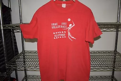 Stedman Red Volleyball Vtg Single Stitch Paper Thin '81 Soft 50/50 T Shirt L M/L • $5