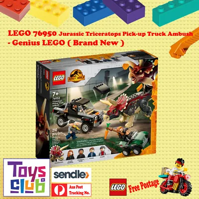 LEGO 76950 Jurassic World Triceratops Pickup Truck Ambush (Brand New) • $80