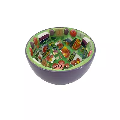 Mosaic Tile Trinket Dish Bowl Round Purple Green Decorative Fun Retro • $16.95