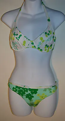 £18.94 • Buy Verdissima Halter Bikini Set Top And Bottoms Green / White 34C /  M RRP £68