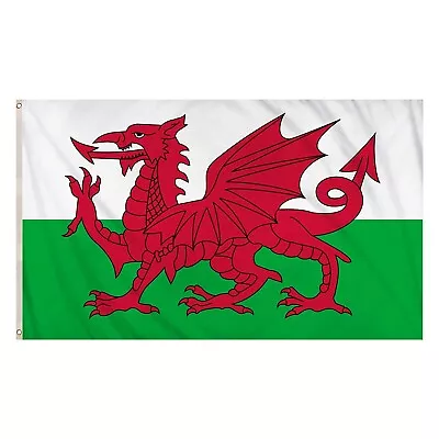 Large 5ft X 3ft Wales Flag Uk Welsh Crymu National Banner Colour Brass Eyelets • £5.49