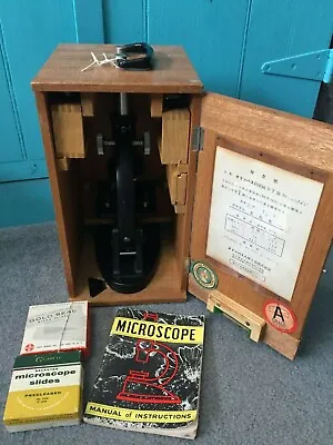 Vintage Olympus Tokyo Japan Oic #117965 Microscope In Wooden Carrying Box /accs • $219.99