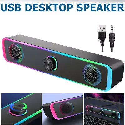 USB Bluetooth Surround Sound Bar System Computer Soundbar Speaker For PC Laptop • £14.99