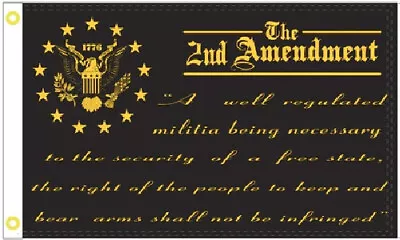 12X18 2ND AMENDMENT A WELL REGULATED MILITIA BLACK Car Boat Flag Grommets 100D • $10.88