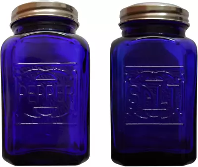 Depression Style Glass Salt And Pepper Shakers (Cobalt Blue) • $26.19