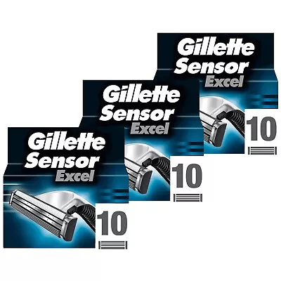 Gillette Sensor Excel Men's Shaving Razor Blades 30 Pack - Genuine FAST FREE P&P • £32.95