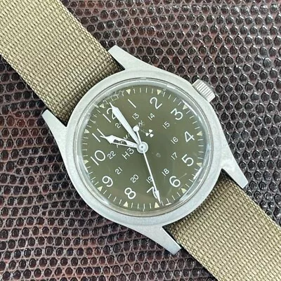 Vintage Hamilton Khaki H3 9219 Manual Wind Men's Watch 1980s Mad Green Dial Used • $490