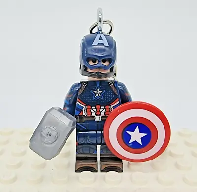 Captain America Minifigure Keyring Keychain - Avengers Nerd Gift - Fathers Day • £6.99
