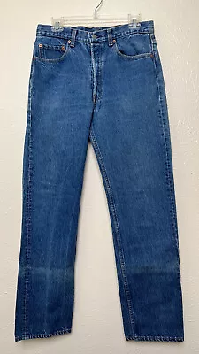 Vintage Levis 501 Jeans Mens 32x33 Blue Button Fly Straight Leg 90s USA • $99.99