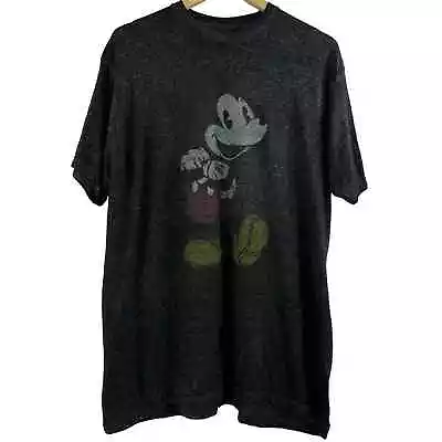 Disney Mens Heather Charcoal Dark Gray Mickey Mouse Short Sleeve T Shirt Size XL • $6.05