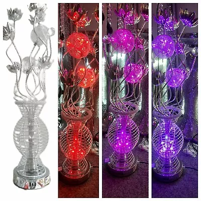 £49.99 • Buy 70cm Silver Aluminium Colour Changing Lighting Flower Vase Style Floor Lamp