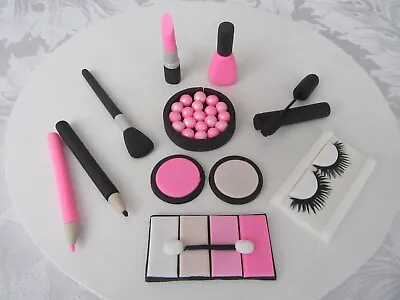 Edible Handmade Make Up Cake Topper Fondant Decoration Sugar Paste  (Hot Pink) • £22.99