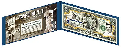 BABE RUTH *New York Yankees* Legal Tender U.S. $2 Bill *LICENSED* W/Folio & COA • $15.95