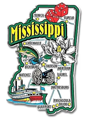 Mississippi Jumbo State Map Fridge Magnet • $7.99