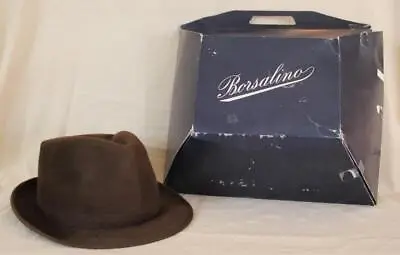 Borsalino Fedora Hat Sz. 5 W Original Box Brown Alessandria Small Brim Circa '78 • $53.95