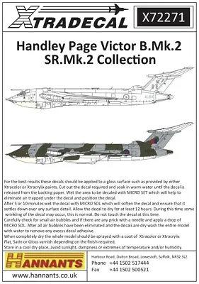 £8.99 • Buy Xtradecal X72271 NEW 1:72 Handley-Page Victor B.2 Collection