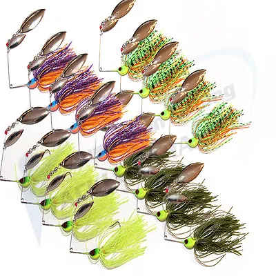 $39.95 • Buy 16x Double Blade Spinnerbaits Spinner Bait Fishing Lures Buzzbait COD BASS BARRA