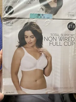 New 36C M&S Non Wired Total Support White Bra Shapes For Uplift  • £13