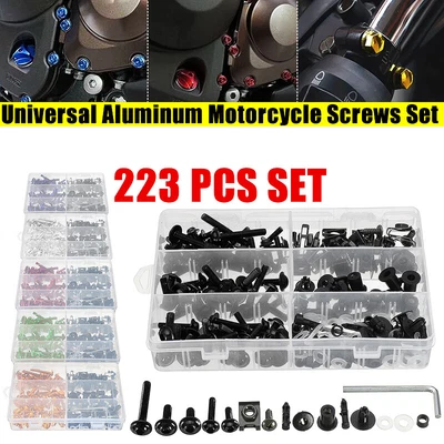 £17.69 • Buy 223x Motorcycle Sportbike Fairing Bolt Kit Body Fasteners Clip Screws Set Black
