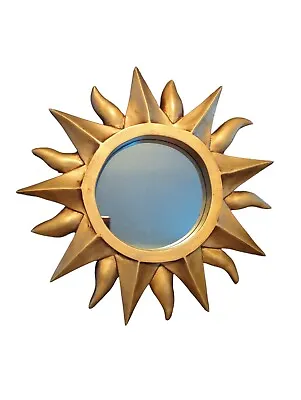 Vintage Sunburst Sun Star Mirror Mid Century Modern MCM Gold Luxe Resin 11 Inch • $54.90