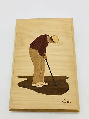 Hudson River Inlay Golfer Golf Putter Wood Marquetry Nelson Art • $22.89