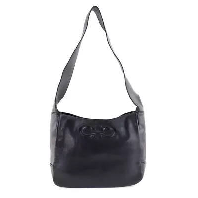 Salvatore Ferragamo D217685 Gancini One Belt Shoulder Bag Black Leather Women • $336.60