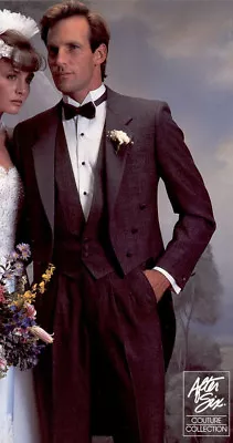 Charcoal Grey Couture Formal Tuxedo Tailcoat - 6 Button Satin Notch Lapel • $39.99