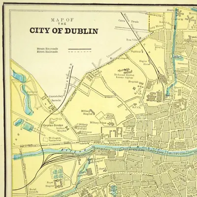 1800s Vintage DUBLIN Ireland Map Antique Dublin City Street Map Wall Art Decor • $18.95